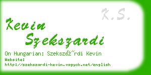 kevin szekszardi business card